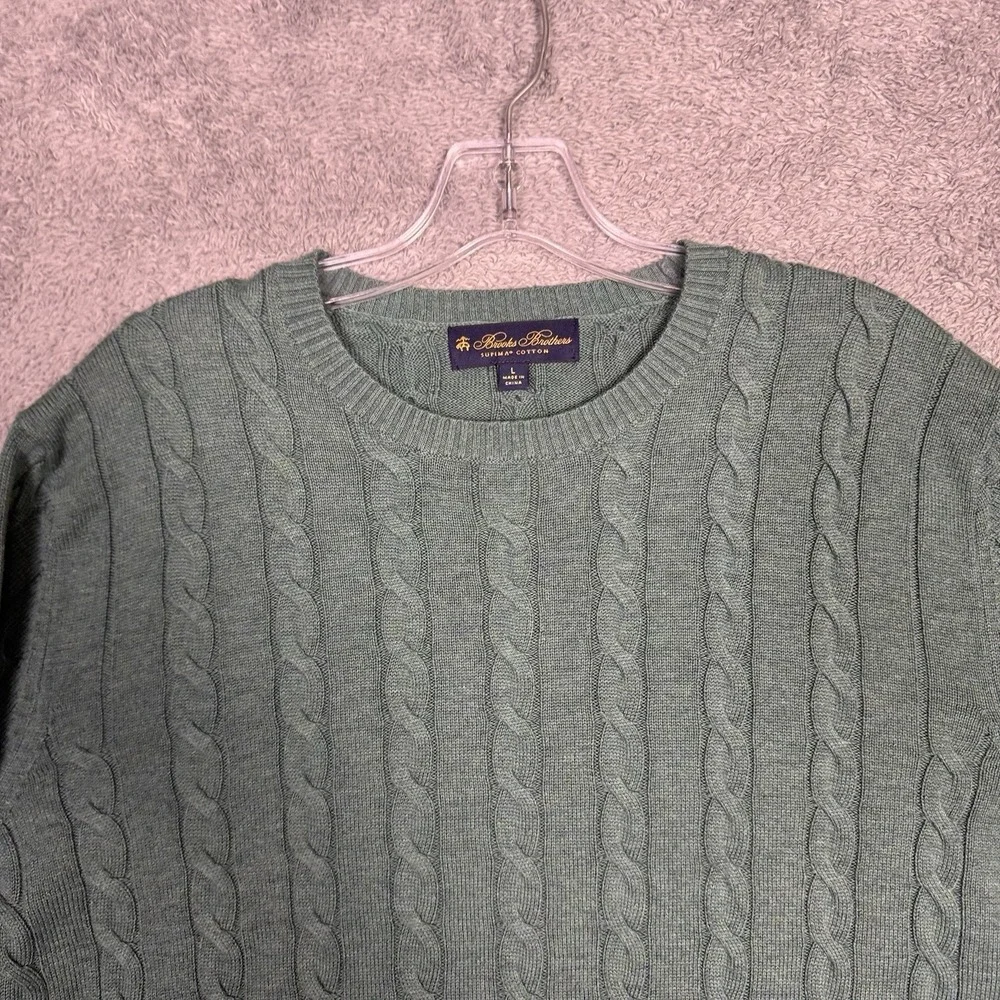 Brooks Brothers Sweater Men L Cable Knit Crewneck Supima Jumper Pullover Speckal